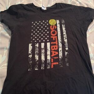 Black Softball Graphic Kids T-Shirt